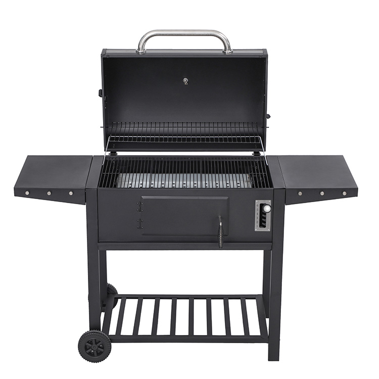 Barbecue au charbon de bois avec étagère latérale pliable